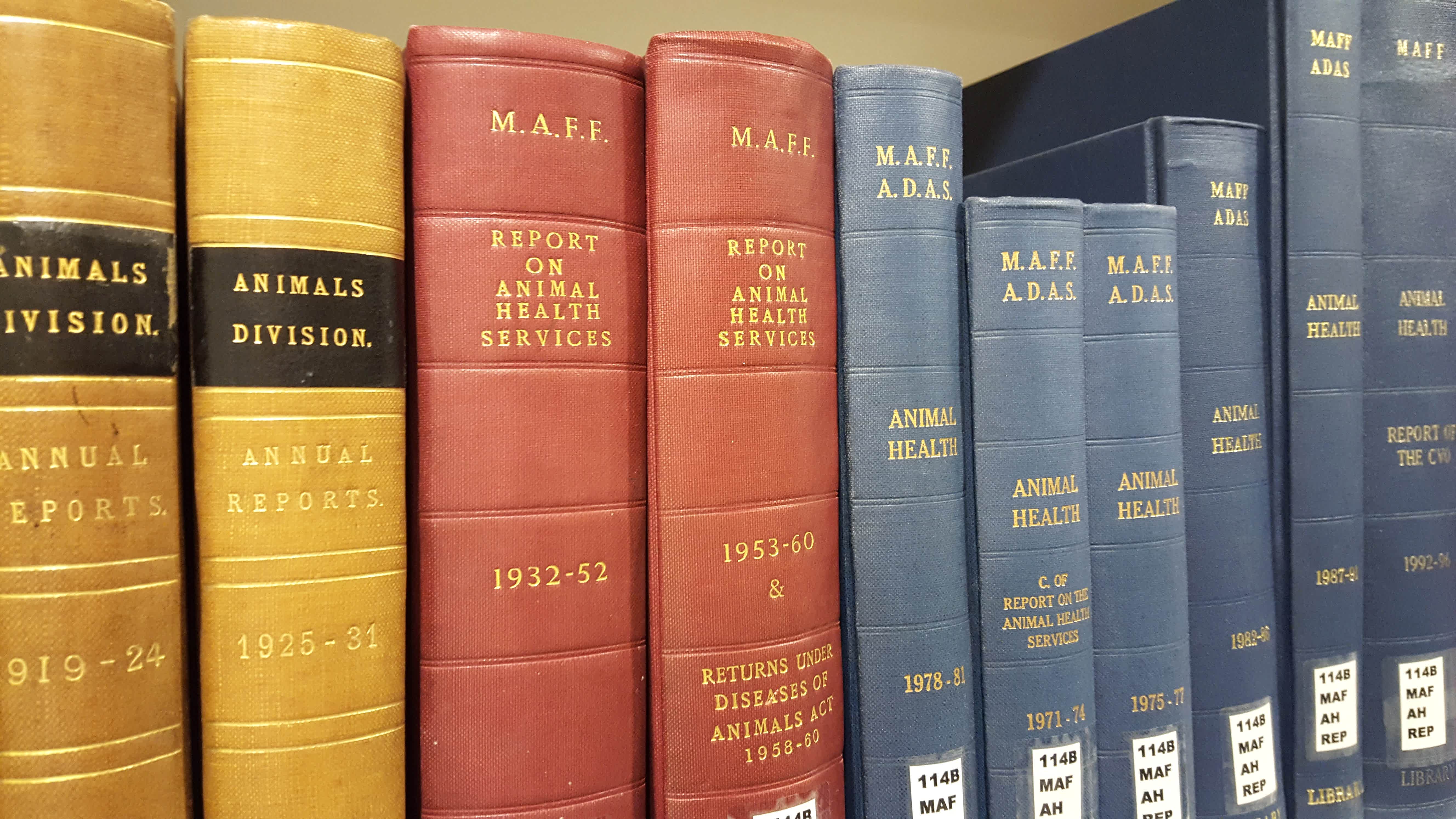 Image of volumes of books from the Museum of English Rural Life Library
