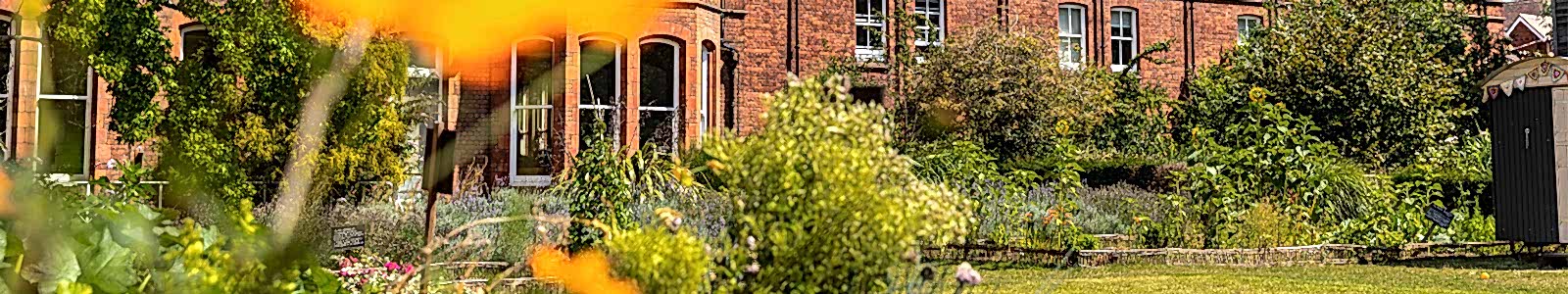 A view of the back of the MERL building from the garden